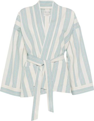 Forte_Forte Blue Stripes V Neck Jacket