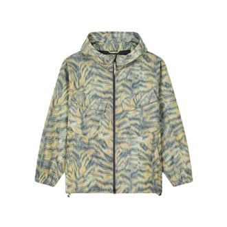 Kenzo Light Jackets, male, Multicolor, Size: S Tiger Print Hooded Jacket