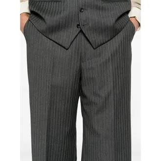 Reveres 1949 Pinstripe Virgin Wool Trousers - Gray