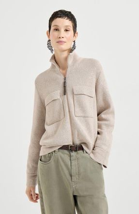 Brunello Cucinelli Cotton Diamond yarn outerwear jacket in Desert at Nordstrom, Size Xx-Small Eu