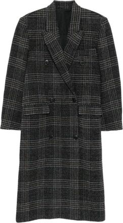 Isabel Marant Double-Breasted Grey Plaid Coat With Structured Silhouette