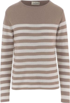 Bruno Manetti All-Over Striped Cashmere Sweater With Crew Neck