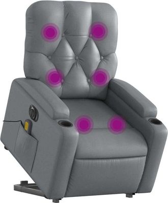 vidaXL Vidaxl - Sill&oacute;n De Masaje Elevable El&eacute;ctrico Cuero Sint&eacute;tico Gris