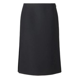 Fendi Wool and Silk Midi Pencil Skirt - Dames - Rokken - Zwart - Maat: 2XS Zijde