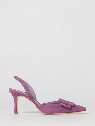 Manolo Blahnik Maysli Suede Slingback Pumps with Mid Heel