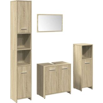 vidaXL Vidaxl - Juego De Muebles De Ba&ntilde;o 4 Pzas Contrachapada Roble Sonoma