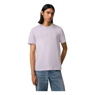 Ami T-Shirts, male, Purple, Size: S Lilla Heart White Tee