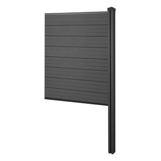 Hhg Nunca Usado] Wpc Pantalla De Privacidad Sarthe, Valla Cortavientos, Wpc Poste Para Fijar En Hormig&oacute;n, Elemento De Extensi&oacute;n Estrecha, 98cm Antracita