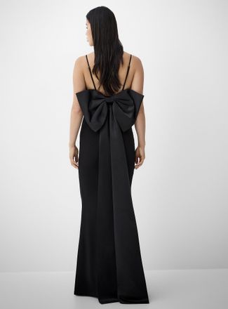 Icone Womens Black XL back bow maxi dress
