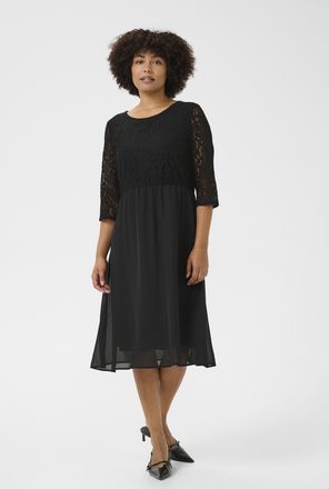 Cream Jurk Feminine Pitch Blac