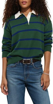 Alex Mill Bond St Striped Polo Sweater in Forest Walk/galaxy Blue at Nordstrom, Size X-Small
