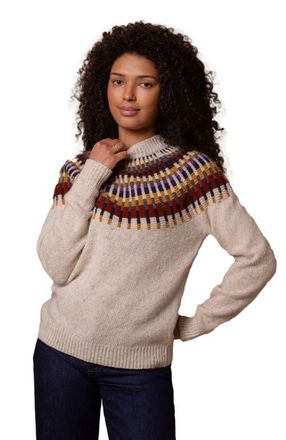 Celtic & Co. Stitch Yoke High Neck Sweater in Oatmeal at Nordstrom, Size X-Large