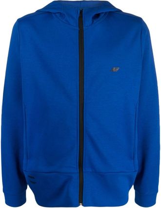 Tommy Hilfiger logo-print zipped hoodie - men - Polyester/Cotton/Cotton/Polyester - S - Blue