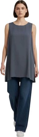 Lafayette 148 New York Crepe Tank Top In Grey Bue