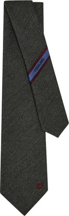 Ferragamo Stropdas met geborduurd logo - Grijs