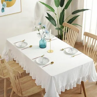 OEM Tovaglia Rettangolare In Lino Beige, Resistente, Per Tavola Da Pranzo E Picnic, 100 X 140 Cm