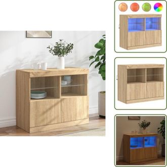 vidaXL Arredamento moderno - vidaXL Credenza con Luci LED Rovere Sonoma 81x37x67 cm - Credenza con luce