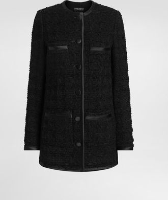 Dolce & Gabbana Single-breasted Tweed Jacket - Woman Blazers Black 42