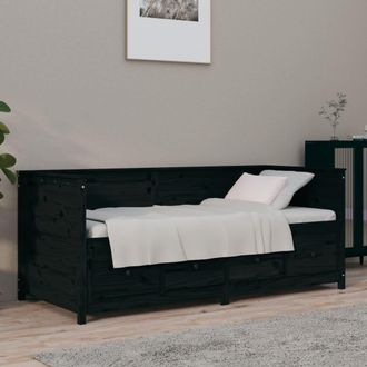 vidaXL Sof&aacute; Cama Madera Maciza De Pino Negro 75x190 Cm Vidaxl