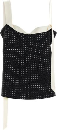 Tom Ford Tops, Dames, Zwart, XS, Satijn, Polka Dot Silk Cr&ecirc;pe Top