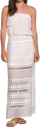 Elan Strapless Crochet Maxi Dress In White
