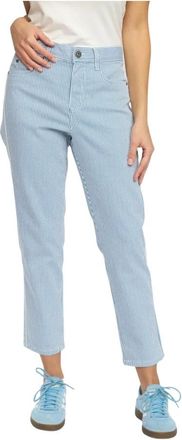 2-Biz Blauwe Gestreepte Cropped Broek - Dames - Vrijetijds broeken - Blauw - 2XL - Broeken