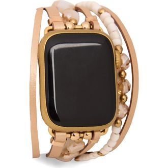 Saachi Beaded Dream Apple Watch Bracelet Watchband in Beige at Nordstrom Rack