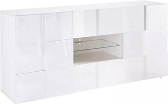Dmora Aparador Comelico, Buf&eacute; De Sal&oacute;n, Aparador De Sal&oacute;n, Despensa De Cocina, Made In Italy, 181x43 H84 Cm, Blanco Brillante - Dmora
