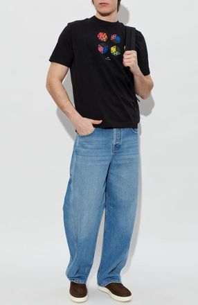 Paul Smith T-shirt With A Colorful Print, Mens, Black