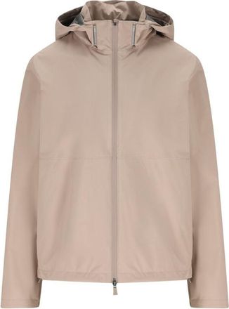 Herno Zip-Up Hooded Jacket In Beige