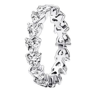 Pandora Rings - Hearts sterling silver ring with clear cubic zirco - silver - Rings for ladies