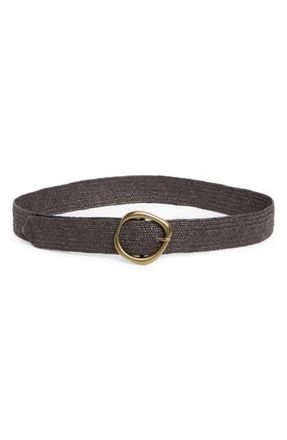 Linea Pelle Molten Buckle Straw Belt in Chocolate/Chocolate at Nordstrom Rack, Size X-Large