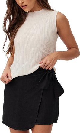 Bella Dahl Textured Ribbed Mock Neck Cashmere-Blend Top