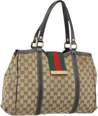 Gucci Pre-owned Handbags, female, Beige, Size: ONE SIZE Pre-owned Canvas Handbag