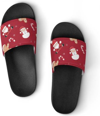 Generic Gingerbreads Candy Christmas Pattern Unisex Beach Slippers & Pool Slides Anti-Slip House Shoes for Home Outdoor