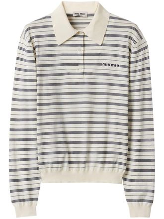 Miu Miu Top a righe con logo - Toni neutri