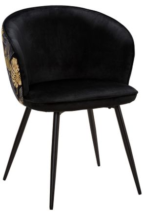 MID.YOU Mid.you Armlehnstuhl, Schwarz, Goldfarben, Holz, Metall, Textil, Pappel, Sperrholz, Bl&auml;tter, Rundrohr, 60x81x60 cm, Esszimmer, St&uuml;hle, Polsterst&uuml;hle