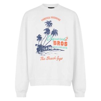 Dsquared2 Sweatshirts, male, White, Size: L Relax Fit Crewneck