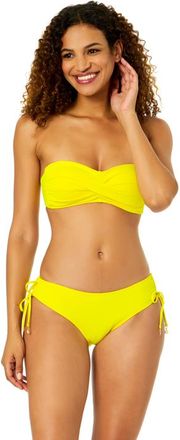 Anne Cole Womens Live In Color Solid Twist Bandeau Bikini Top in Lemon at Nordstrom, Size X-Large