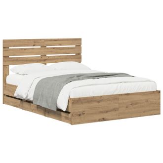 vidaXL Bed Frame With Storage And Headboard Artisan Oak 120 X 200 Cm Vidaxl
