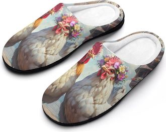 Generic Two Chicken Hen Mens Slippers Comfortable And Non-slip Cotton Slipper Shoe for House