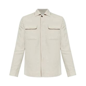 Eleventy Casual Shirts, male, Beige, Size: XL 2-Pocket Over-Shirt Jacket