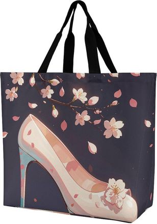 Generic Crystal High Heels Grocery Bag Portable Carry Bag Reusable Handbags For Daily Use Ladies Yoga