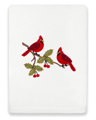 Linum Home Textiles Christmas Red Pair - Embroidered Luxury Turkish Cotton Hand Towel