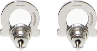 Ferragamo Womens Earrings Gancini Crystal Silver Glass Fibre