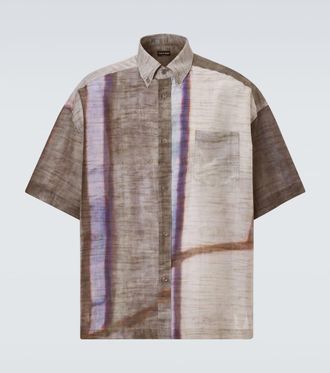 Giorgio Armani Printed cotton and silk bowling shirt