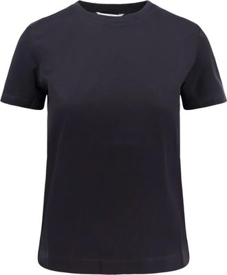 Max Mara Tops, Dames, Zwart, L, Katoen, Zwart T-shirt met Borduursel aan de Voorkant