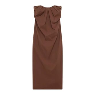 Alpha Studio Maxi Dresses, female, Brown, Size: S Long Strapless Dress