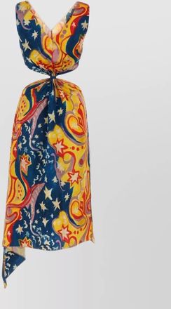 Marni satin dress with unique hemline and galactic print