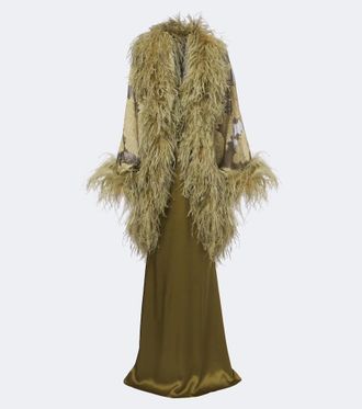 Taller Marmo Vestido de fiesta 1920 de seda con plumas